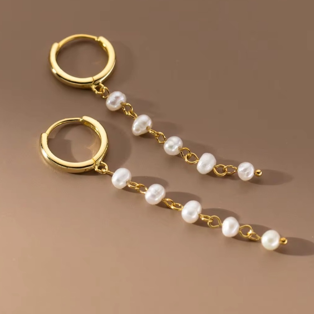 Anthropologie Gold Freshwater Pearl Earrings